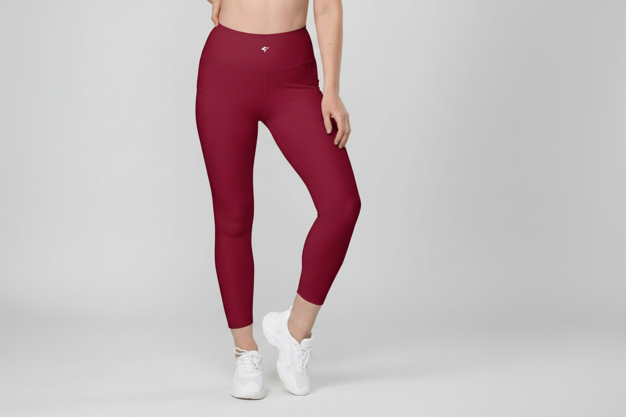 GymBumUK Burgundy Pocket Leggings - Roesports