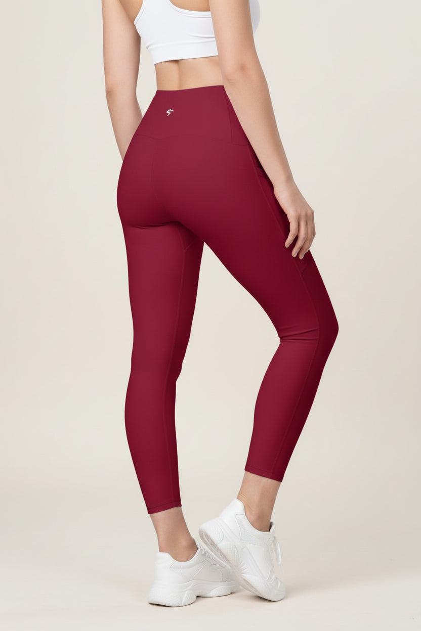 GymBumUK Burgundy Pocket Leggings - Roesports