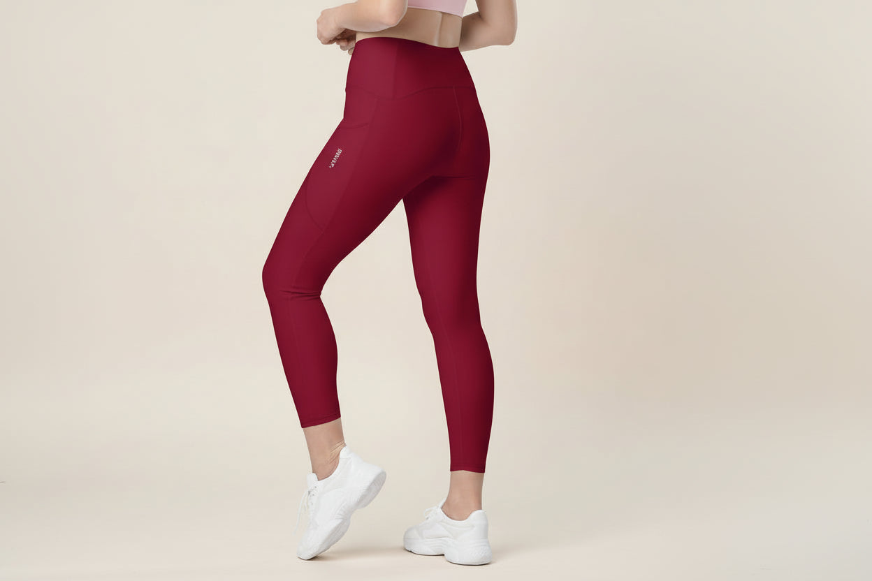 GymBumUK Burgundy Pocket Leggings - Roesports
