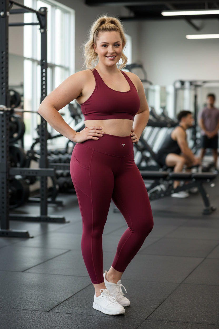 GymBumUK Burgundy Pocket Leggings - Roesports