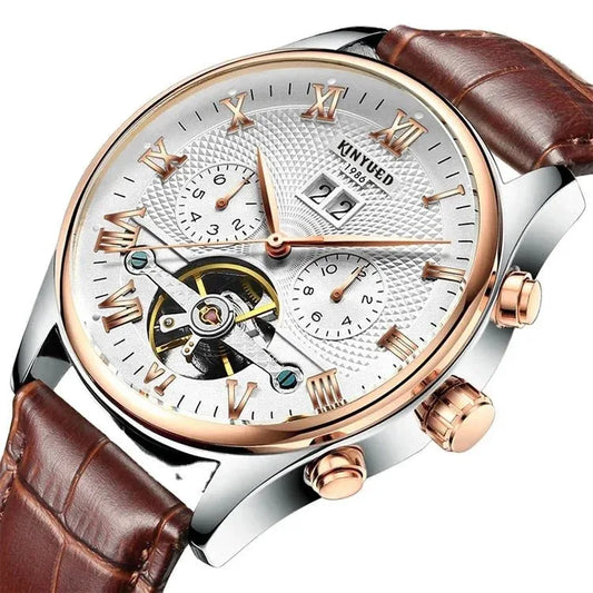 Top Brand Luxury Men's Automatic Watch - Waterproof Sport Mechanical Tourbillon Hollow Out Design - roesports