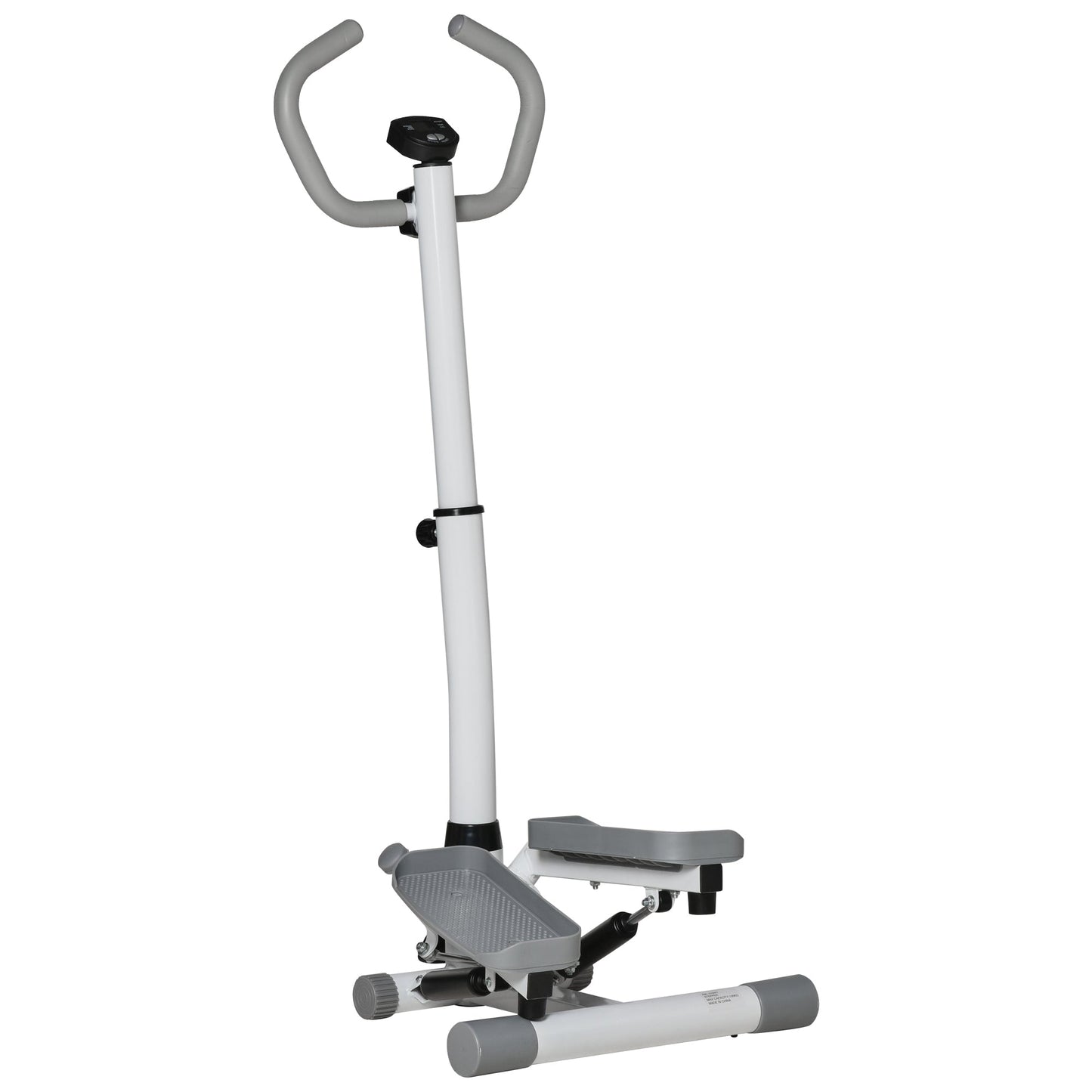 HOMCOM Adjustable Twist Stepper Aerobic Ab Exercise Fitness Workout Machine w/ LCD Screen, Height Adjust Handlebars for Home Gym, White and Grey -
