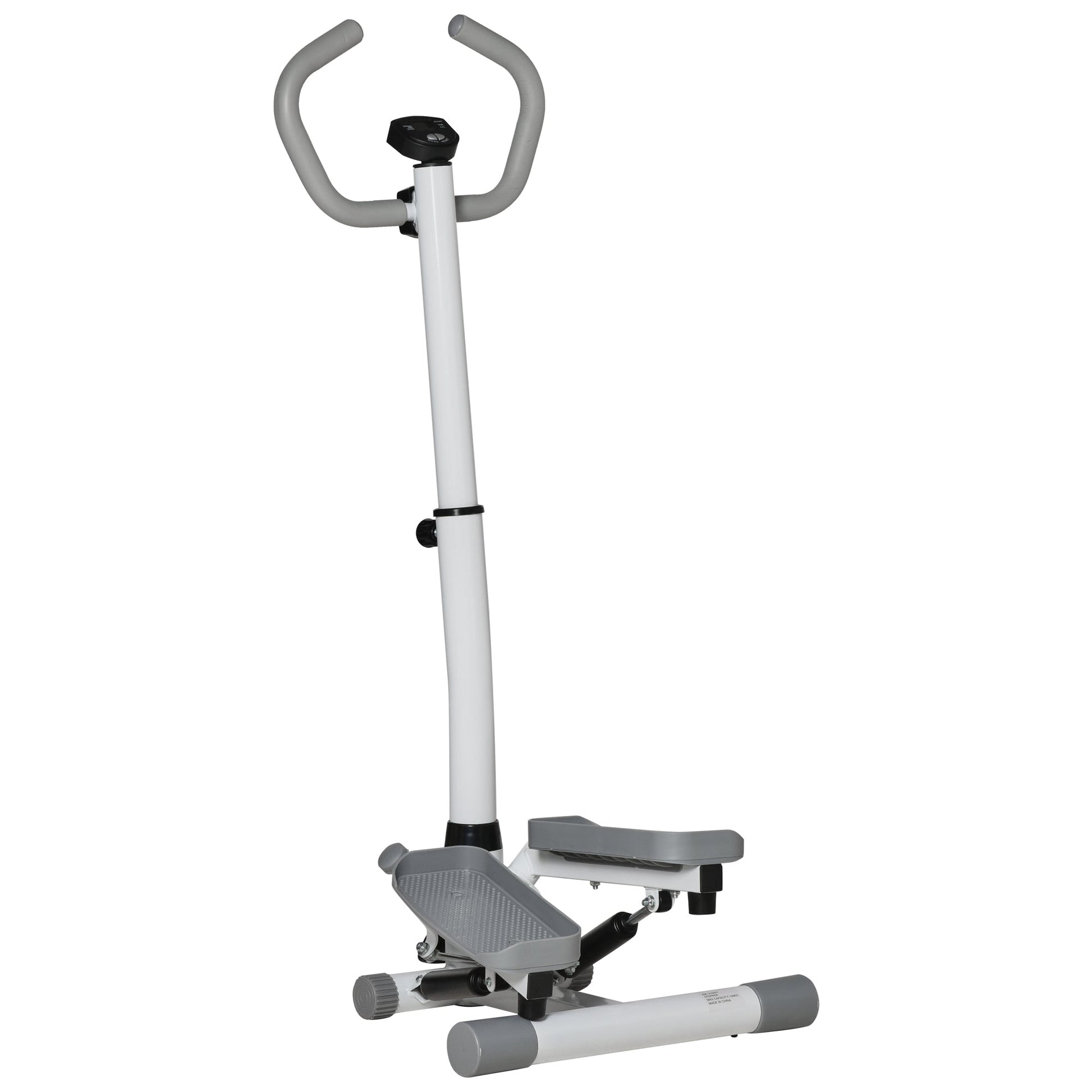HOMCOM Adjustable Twist Stepper Aerobic Ab Exercise Fitness Workout Machine w/ LCD Screen, Height Adjust Handlebars for Home Gym, White and Grey -