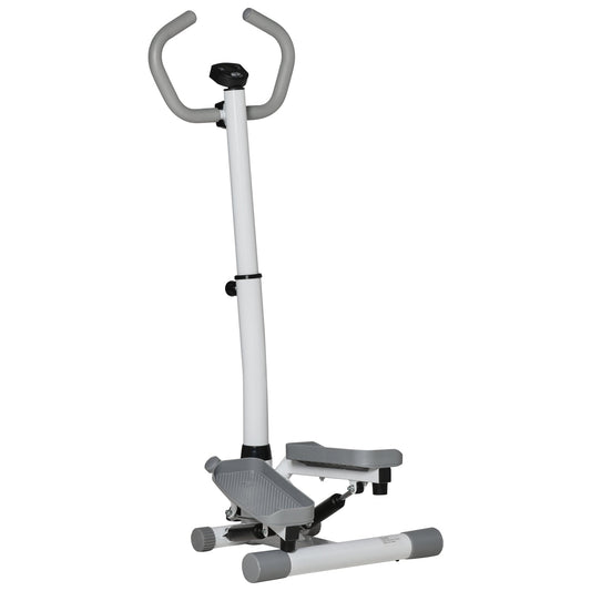 HOMCOM Adjustable Twist Stepper Aerobic Ab Exercise Fitness Workout Machine w/ LCD Screen, Height Adjust Handlebars for Home Gym, White and Grey -