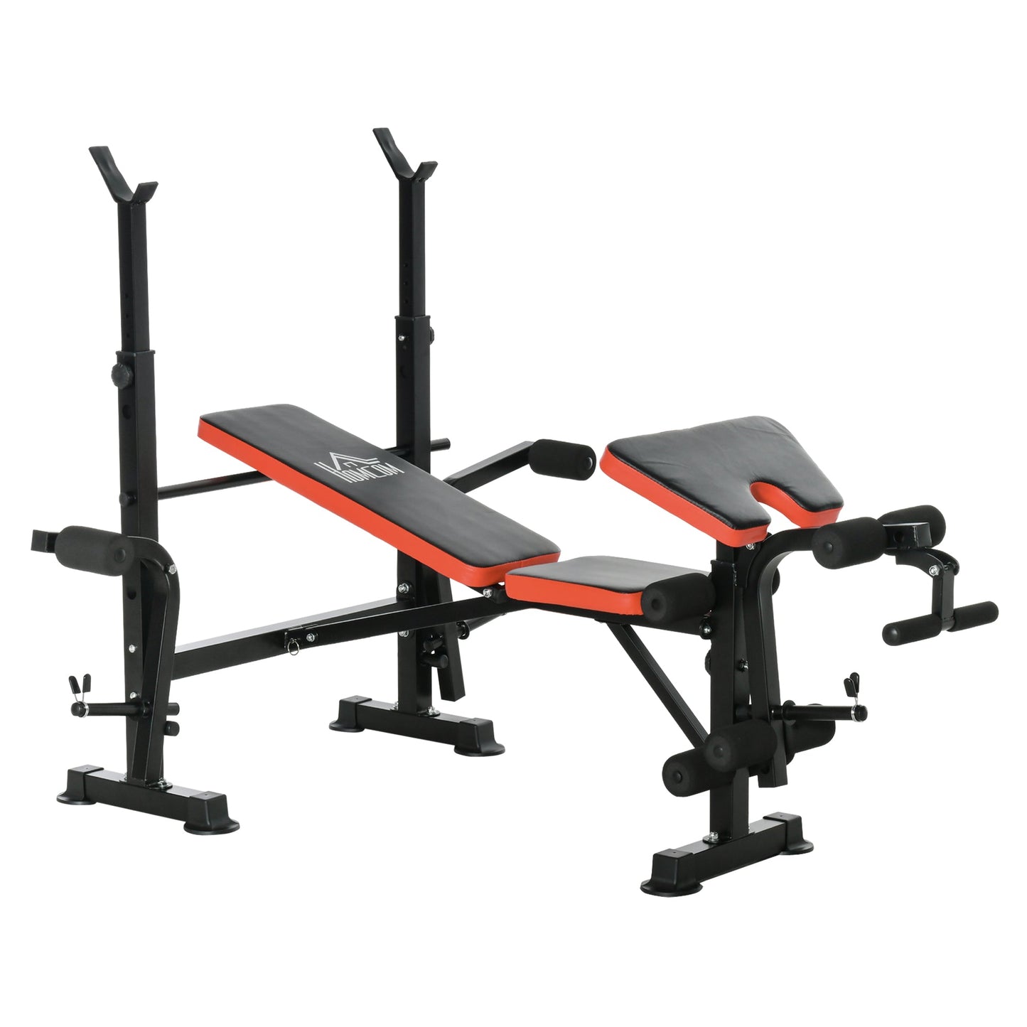 HOMCOM Adjustable Weight Bench with Leg Developer Barbell Rack for Weight Lifting and Strength Training Multifunctional Workout Station for Home Gym Fitness -