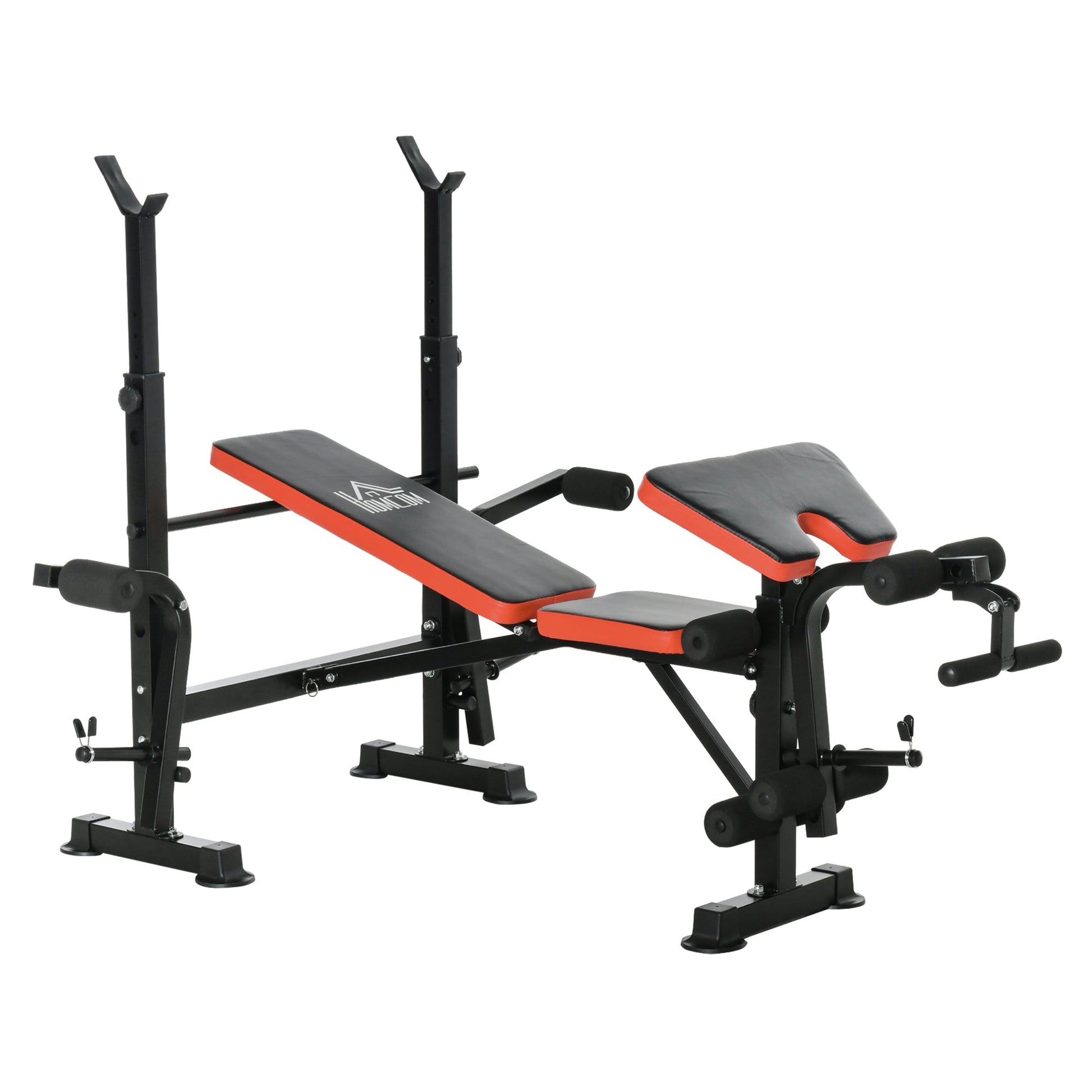 HOMCOM Adjustable Weight Bench with Leg Developer Barbell Rack for Weight Lifting and Strength Training Multifunctional Workout Station for Home Gym Fitness -