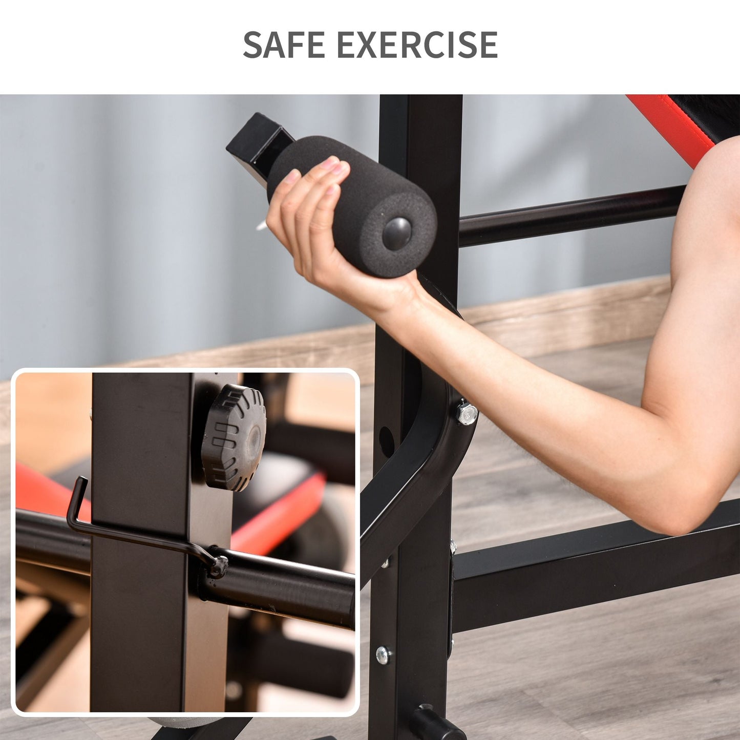 HOMCOM Adjustable Weight Bench with Leg Developer Barbell Rack for Weight Lifting and Strength Training Multifunctional Workout Station for Home Gym Fitness -