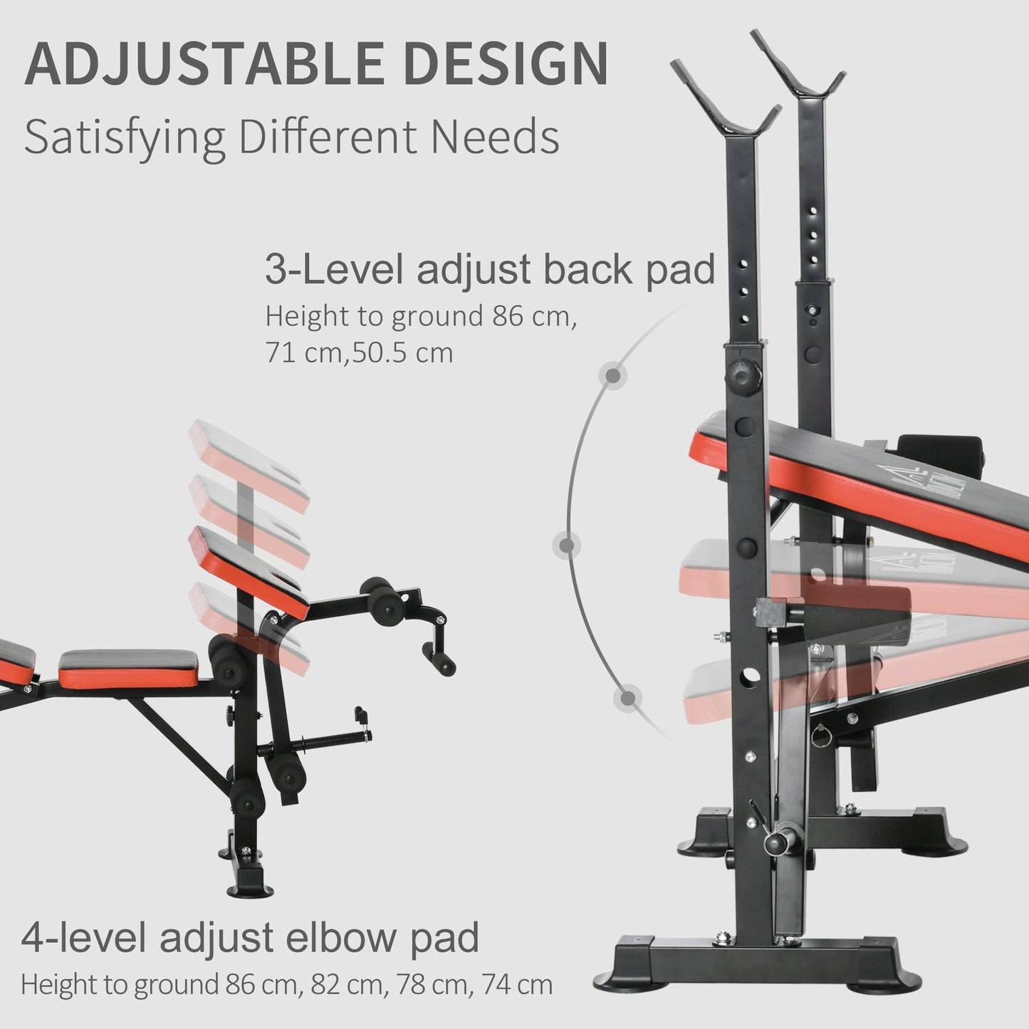 HOMCOM Adjustable Weight Bench with Leg Developer Barbell Rack for Weight Lifting and Strength Training Multifunctional Workout Station for Home Gym Fitness -
