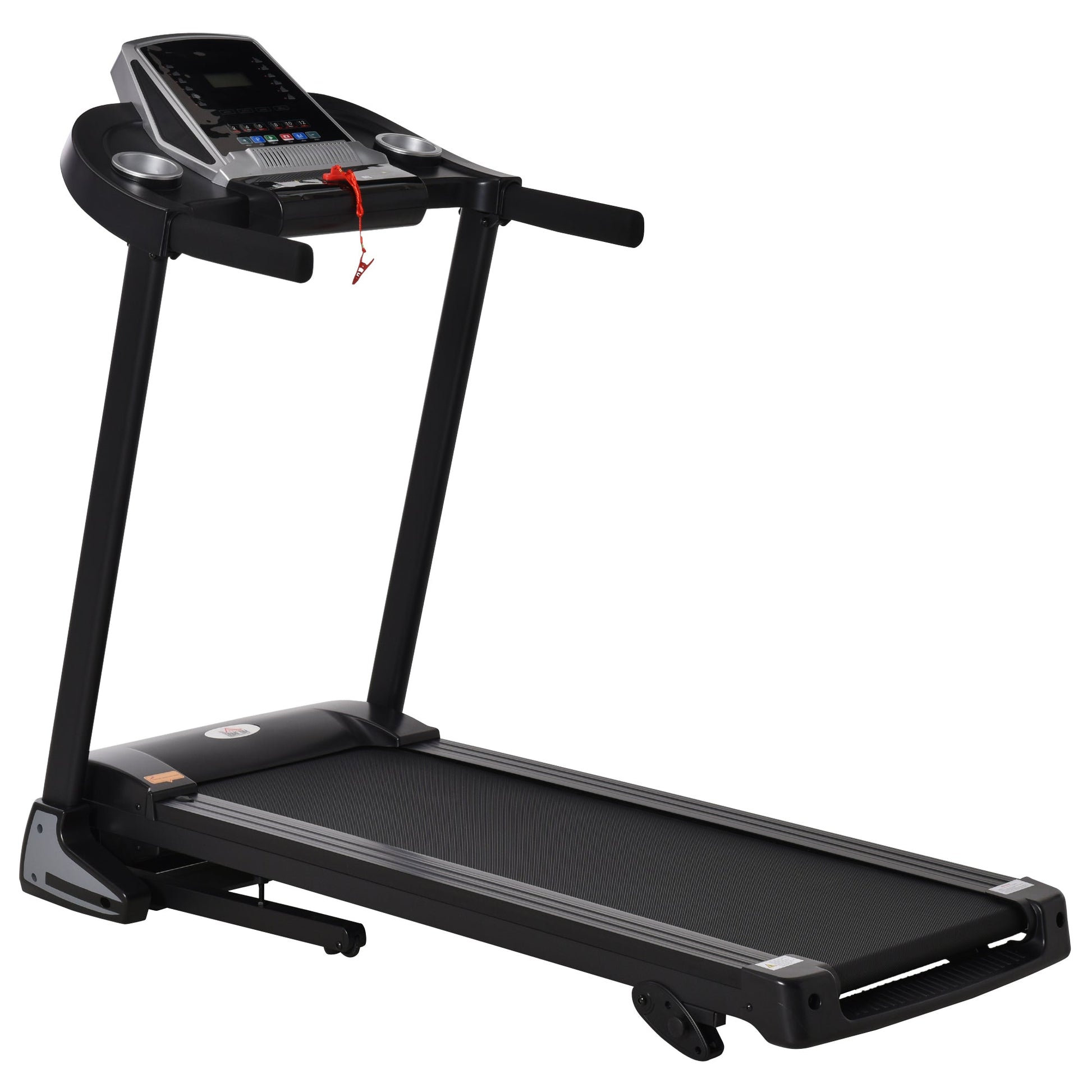 HOMCOM Folding Treadmill, 2.0HP Incline Treadmill Running Machine, 12.8 km/h, with LED Display, Manual Incline, 12 Preset Programs, Drink & Phone Holder for Home Gym Fitness -