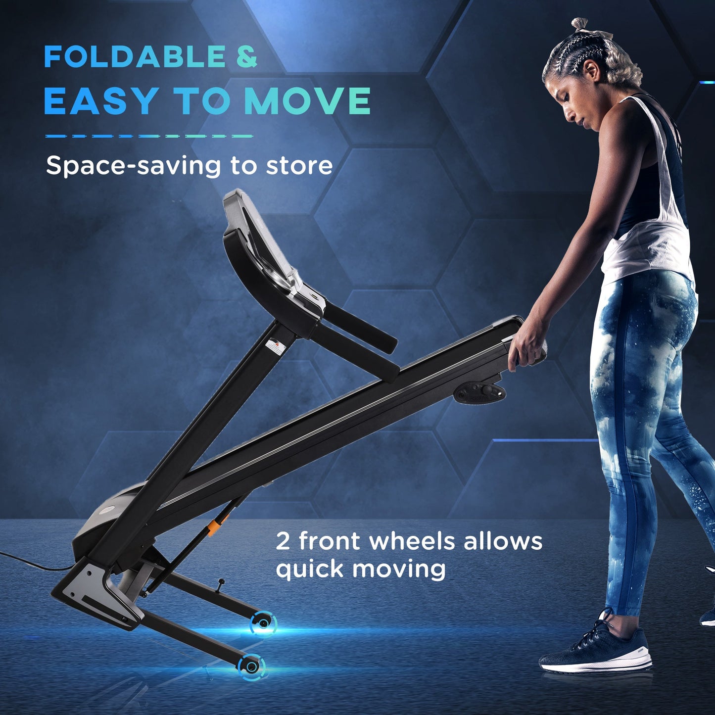HOMCOM Folding Treadmill, 2.0HP Incline Treadmill Running Machine, 12.8 km/h, with LED Display, Manual Incline, 12 Preset Programs, Drink & Phone Holder for Home Gym Fitness -