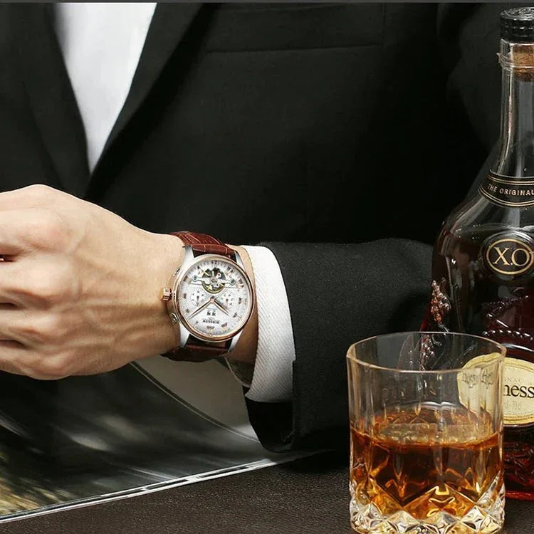 Top Brand Luxury Men's Automatic Watch - Waterproof Sport Mechanical Tourbillon Hollow Out Design - roesports