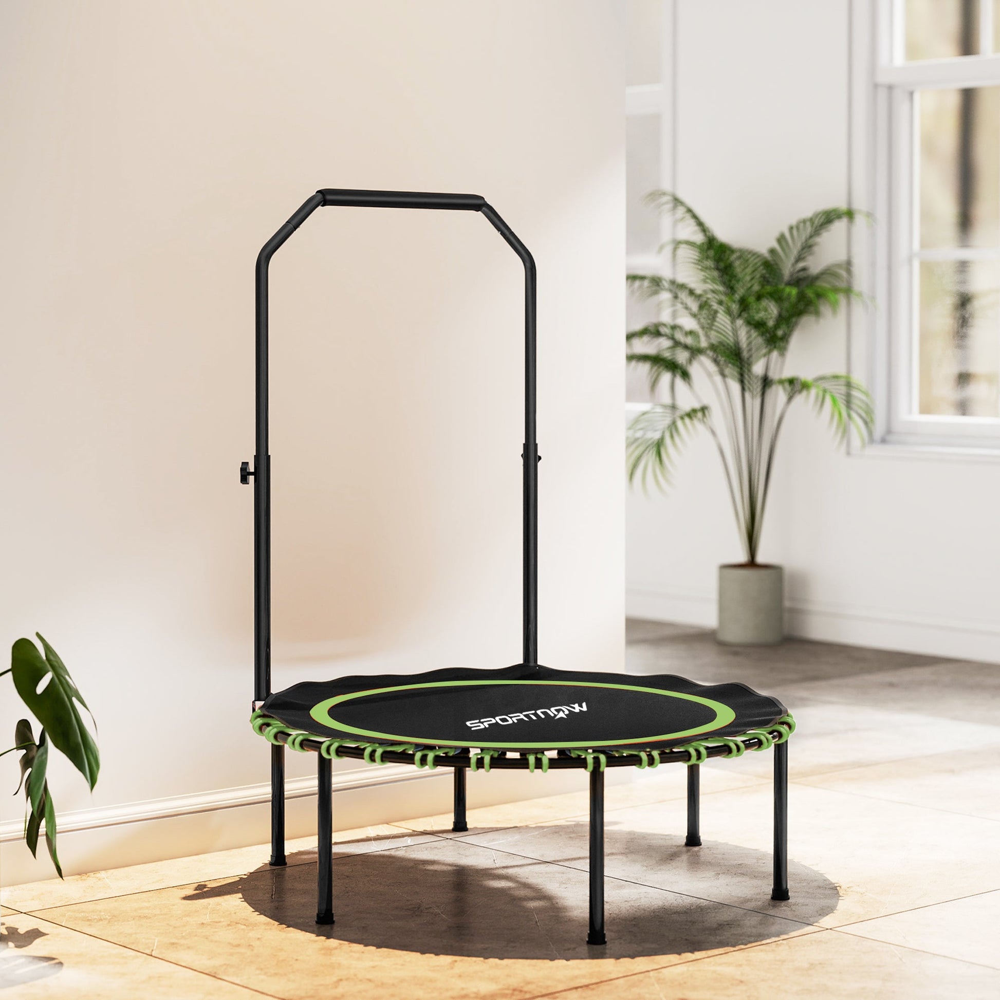SPORTNOW 40" Foldable Fitness Trampoline Rebounder with Handle, Green -