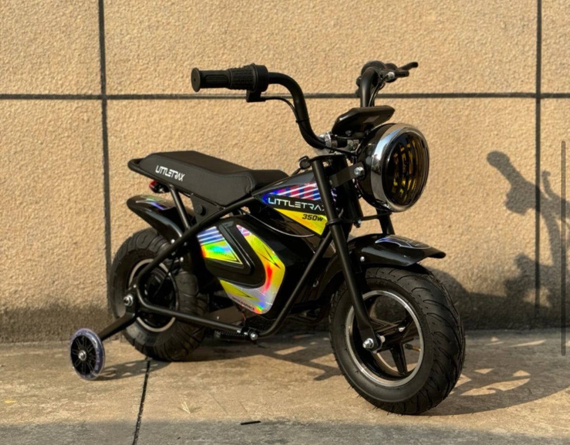 Littletrax 350W Kids Electric Bike - Ride-On Mini Monkey Bike for Ages 3 to 12+ with 3 Speed, Bluetooth Music, Horn, Lights, 36V - roesports