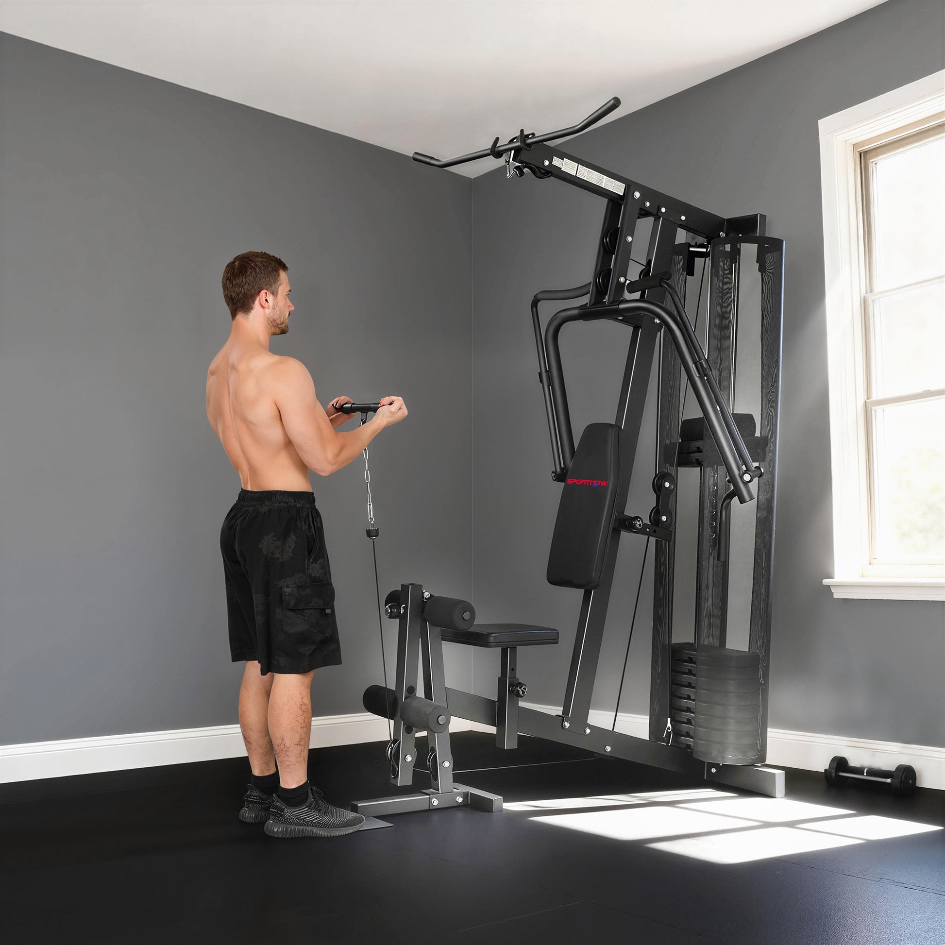 SPORTNOW Multi Gym with Adjustable Seat and Back, All in One Home Gym Machine with 45kg Weight Stack for Full Body Strength Training -