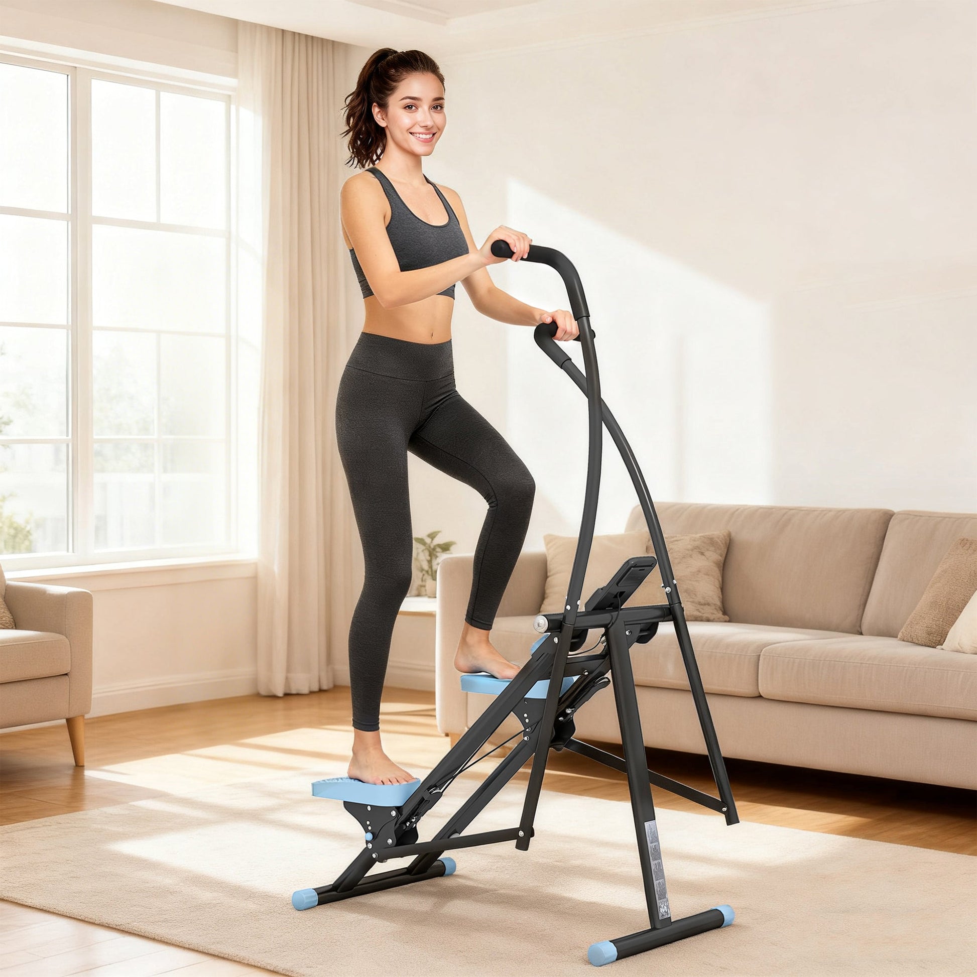 SPORTNOW Stair Stepper for Home Gym Exercise, Vertical Climber Machine with LCD Monitor & Adjustable Pedals for Workout -