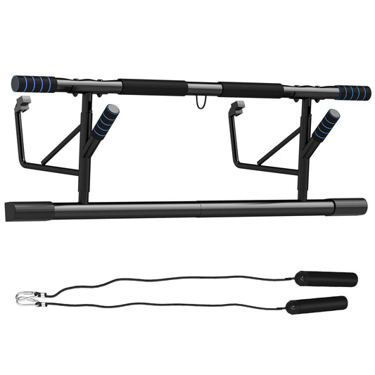 SPORTNOW Pull-Up Bar Doorway Push Up Stand w/ Resistance Bands for Home Gym - Roesports