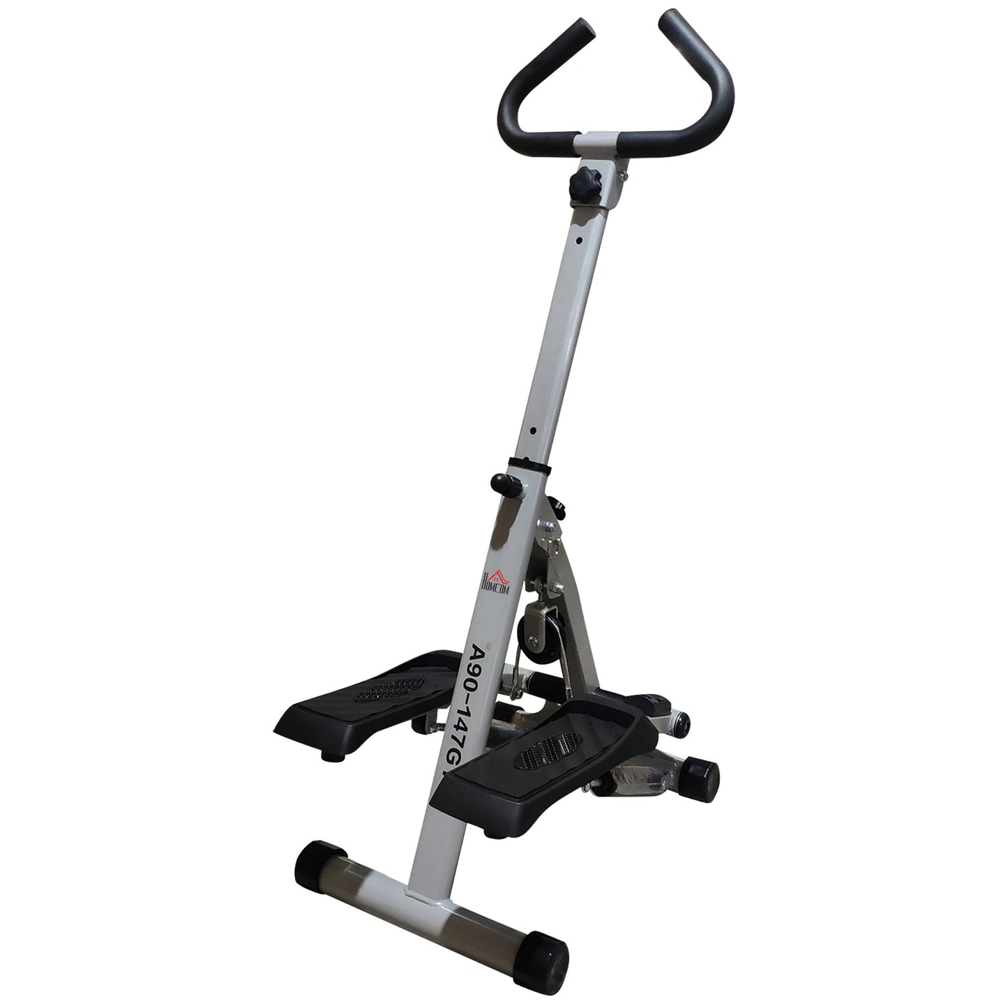 HOMCOM Stepper w/ Handle Hand Grip Workout Fitness Machine For Fitness Aerobic Exercise Home Gym Grey -
