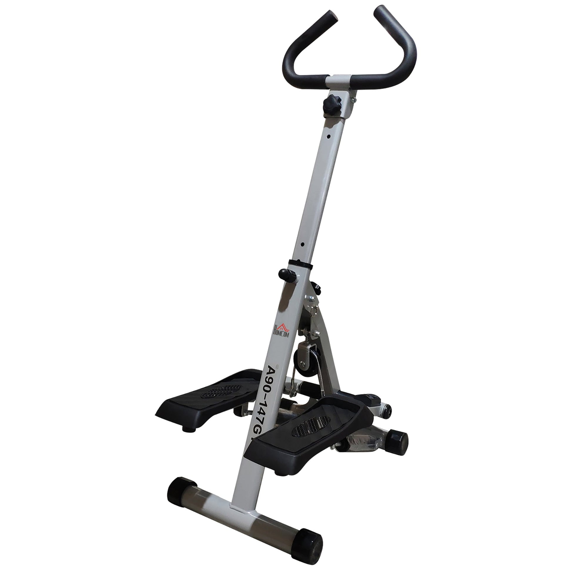 HOMCOM Stepper w/ Handle Hand Grip Workout Fitness Machine For Fitness Aerobic Exercise Home Gym Grey -