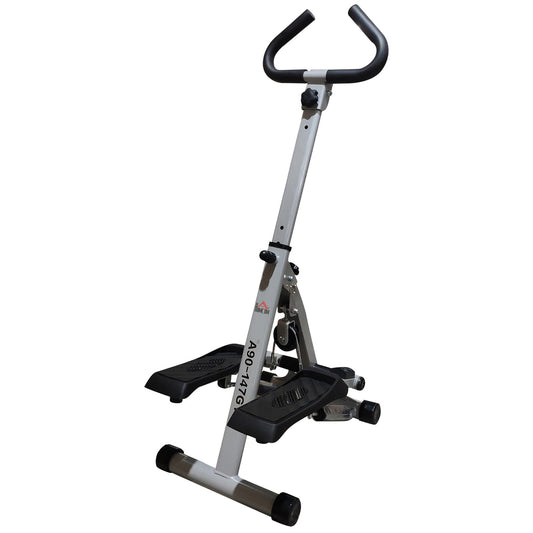 HOMCOM Stepper w/ Handle Hand Grip Workout Fitness Machine For Fitness Aerobic Exercise Home Gym Grey -