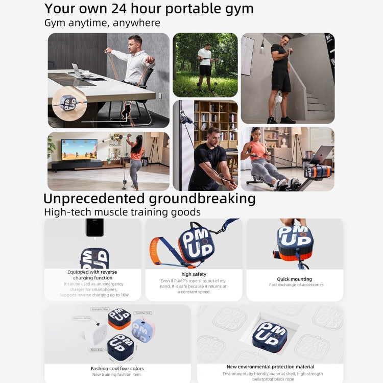 Unitree Pump Portable Home Gym Pump 4.4-44lbs Adjustable Resistance Cable Machine, Pump(Blue Orange) - Roesports