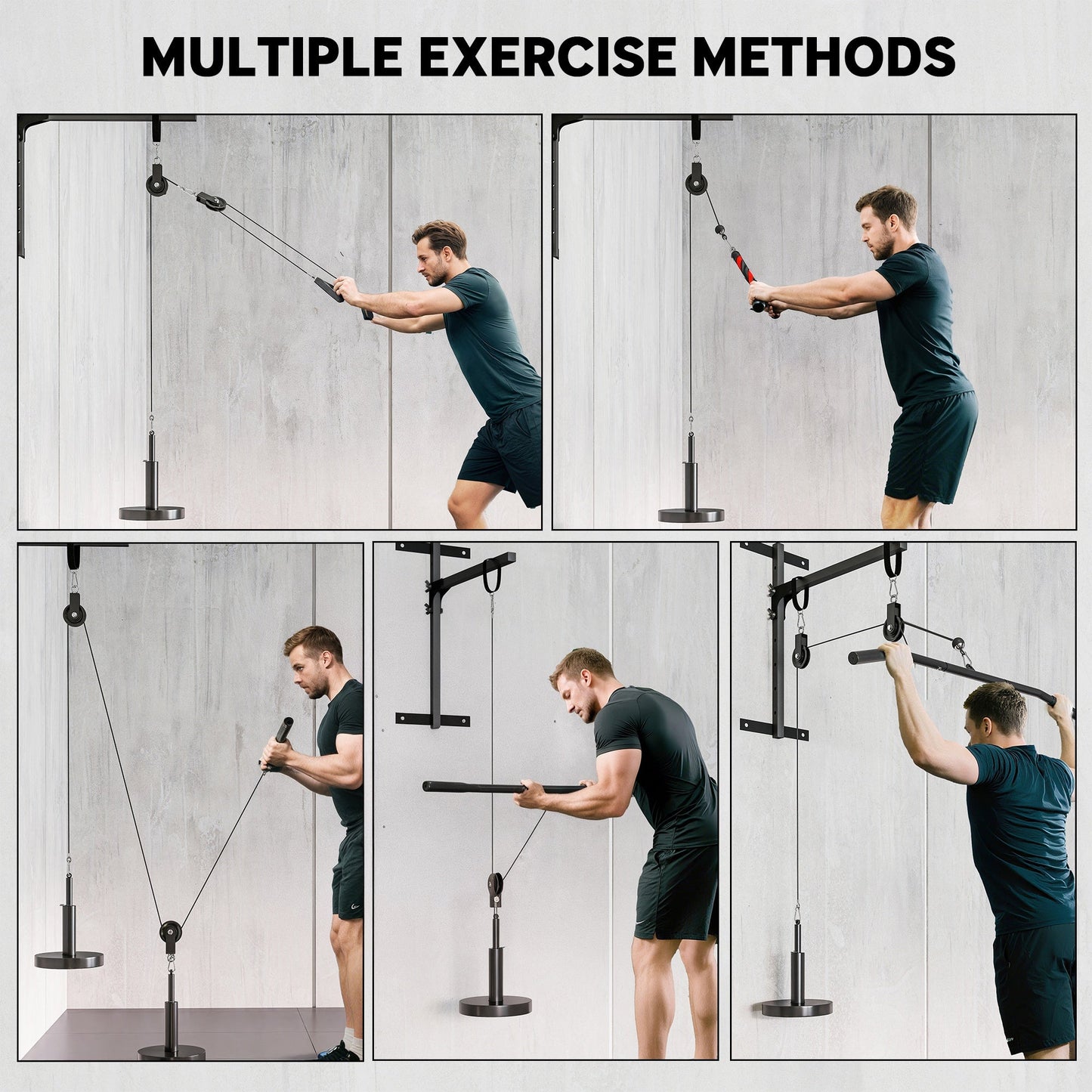 SPORTNOW Weight Pulley System, Cable Pulley System for Home Gym, Cable Machine LAT Pull Down Attachment for Biceps Curl, Tricep, Arm Workouts -