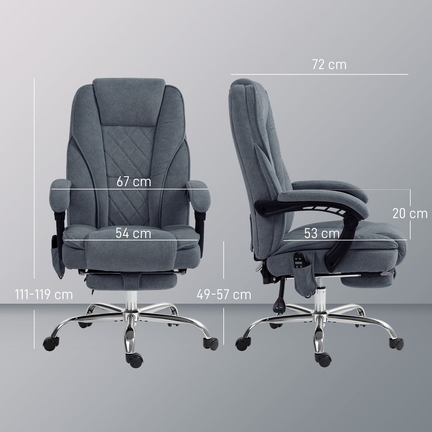 Vinsetto Massage Office Chair, Heated Reclining Computer Chair with Adjustable Height and Footrest, Dark Grey -