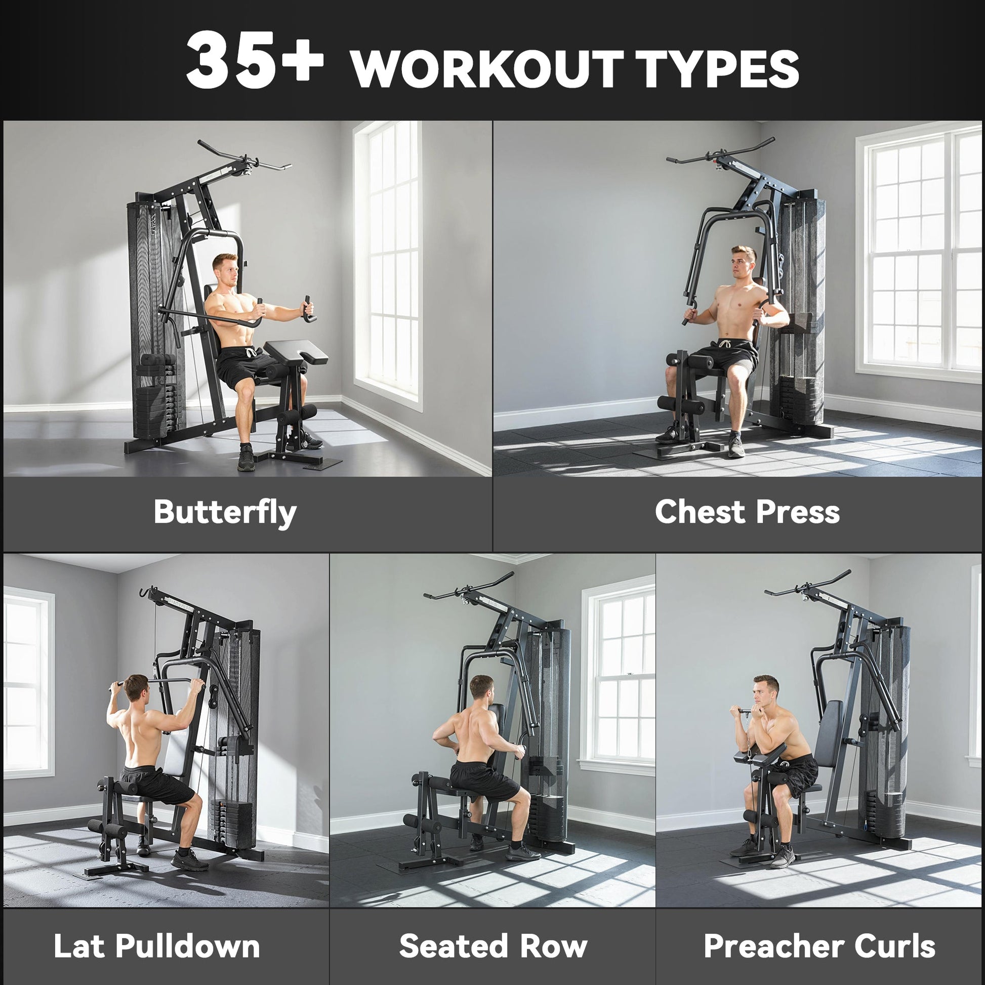 SPORTNOW Multi Gym with Adjustable Seat and Back, All in One Home Gym Machine with 45kg Weight Stack for Full Body Strength Training -