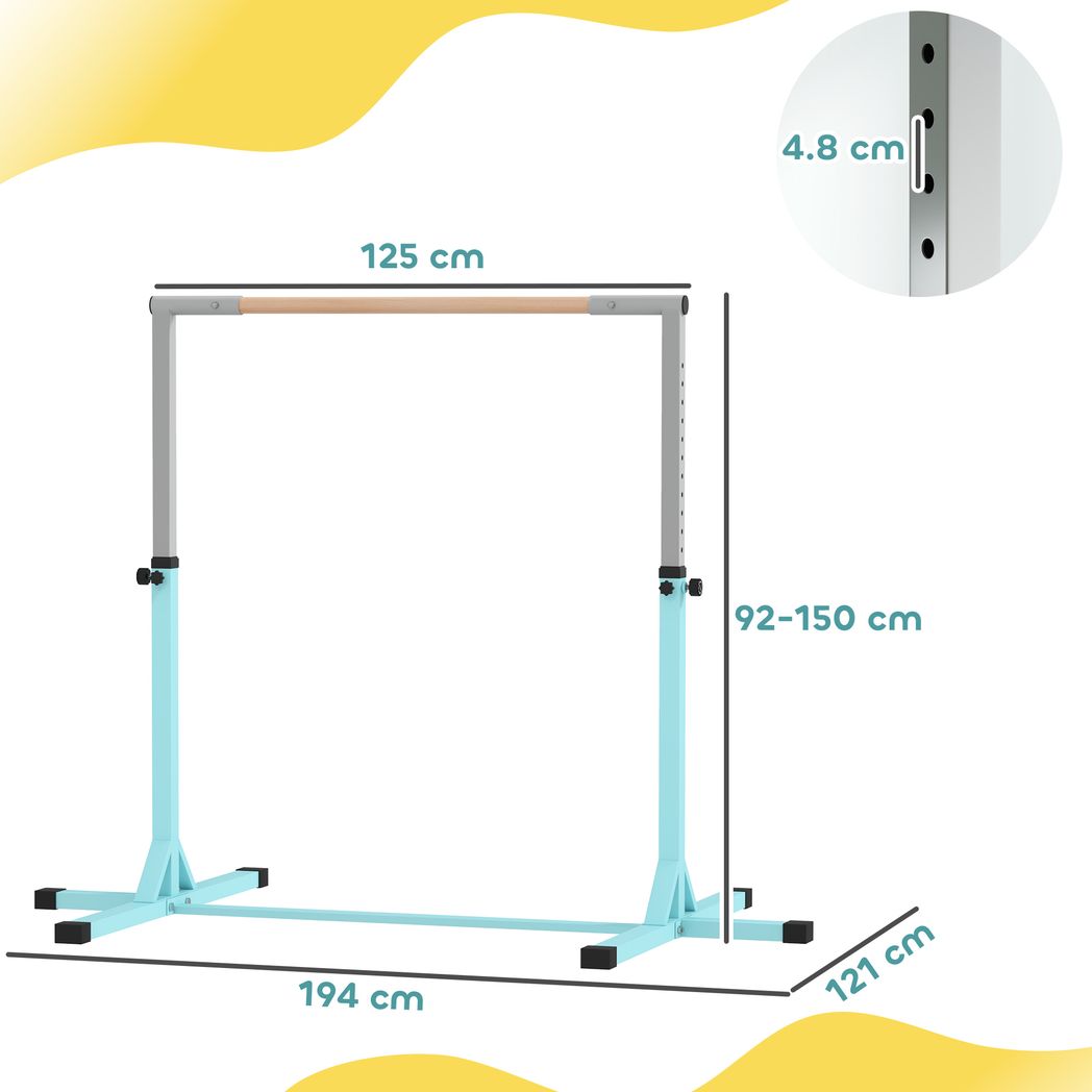 HOMCOM Adjustable Kids Gymnastics Bar Horizontal Training Steel - Roesports