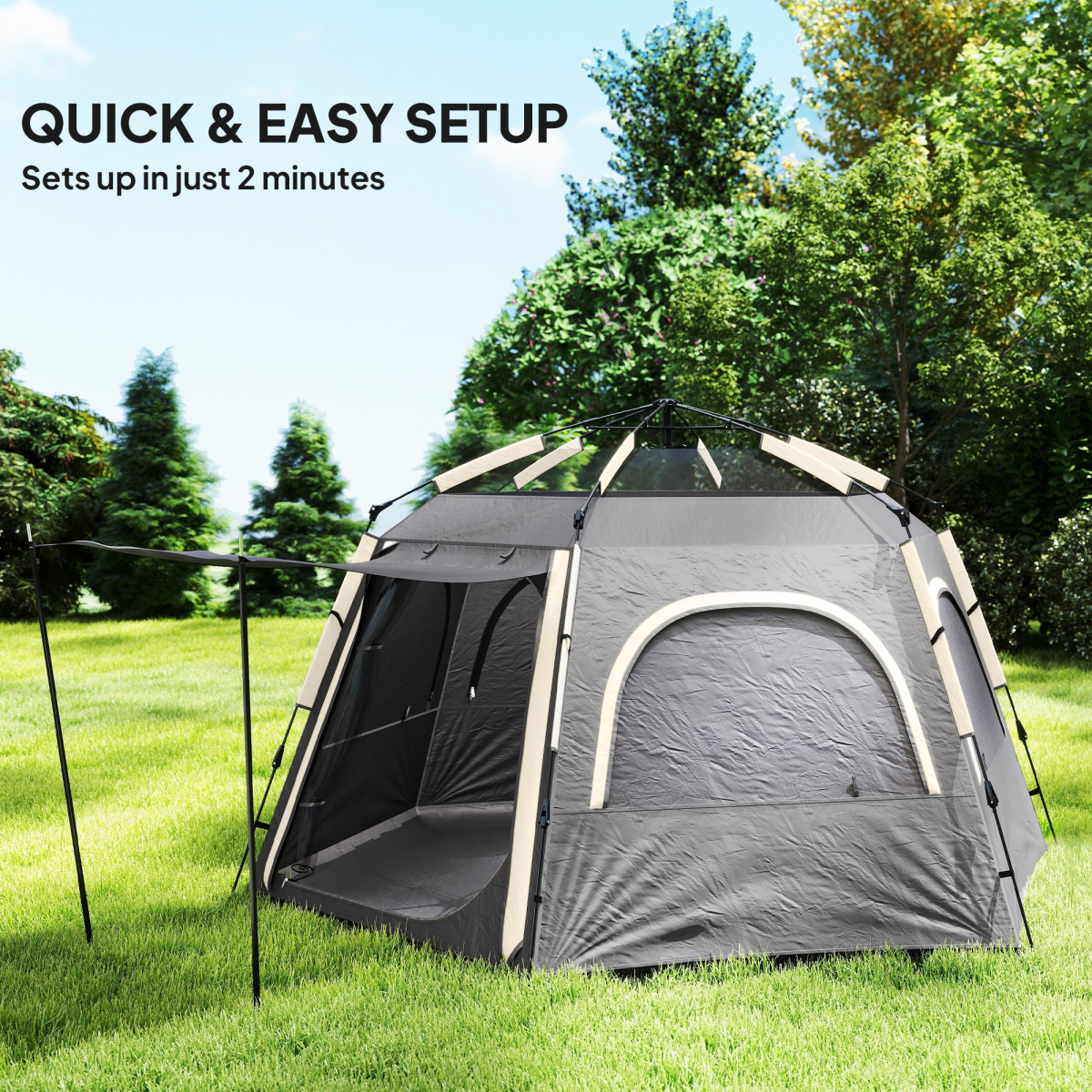Outsunny Instant Camping Tent, 4 Person Easy Setup Dome Tent - Roesports