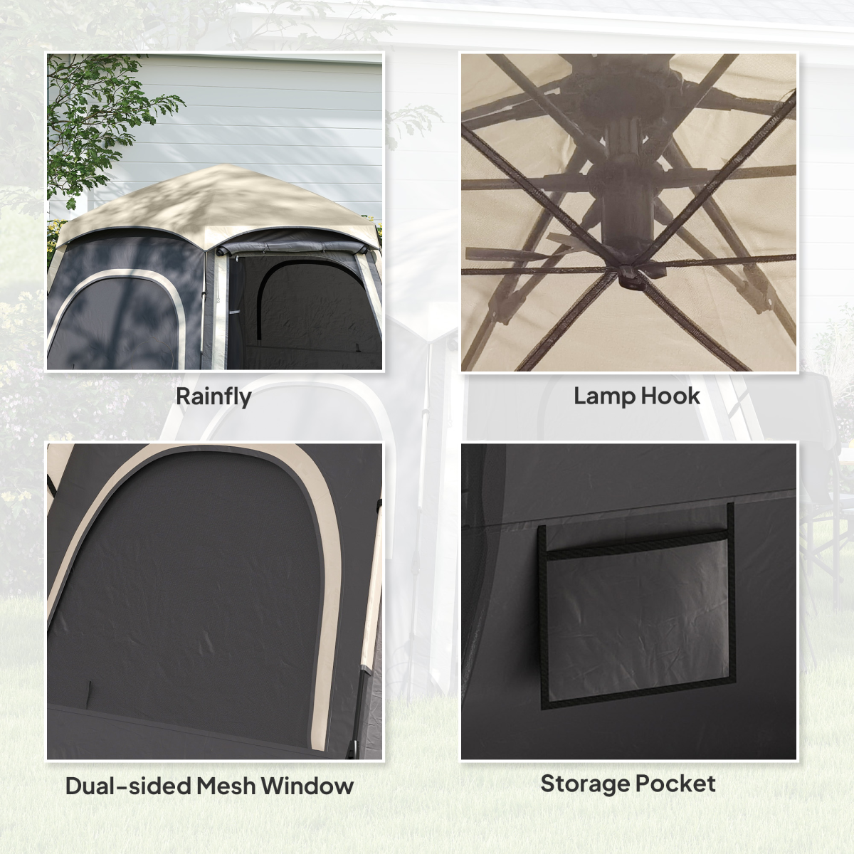 Outsunny Instant Camping Tent, 4 Person Easy Setup Dome Tent - Roesports