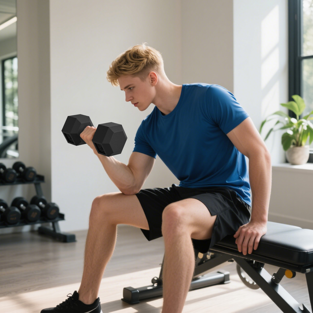 HOMCOM Rubber Hex Dumbbell Portable Hand Weights for Home Gym - Roesports