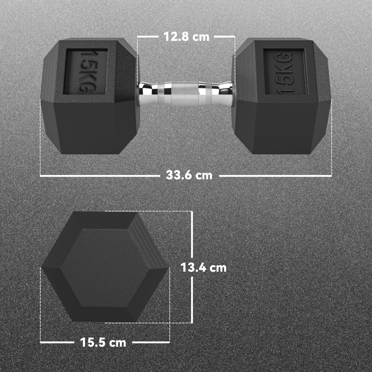 HOMCOM Rubber Hex Dumbbell Portable Hand Weights for Home Gym - Roesports
