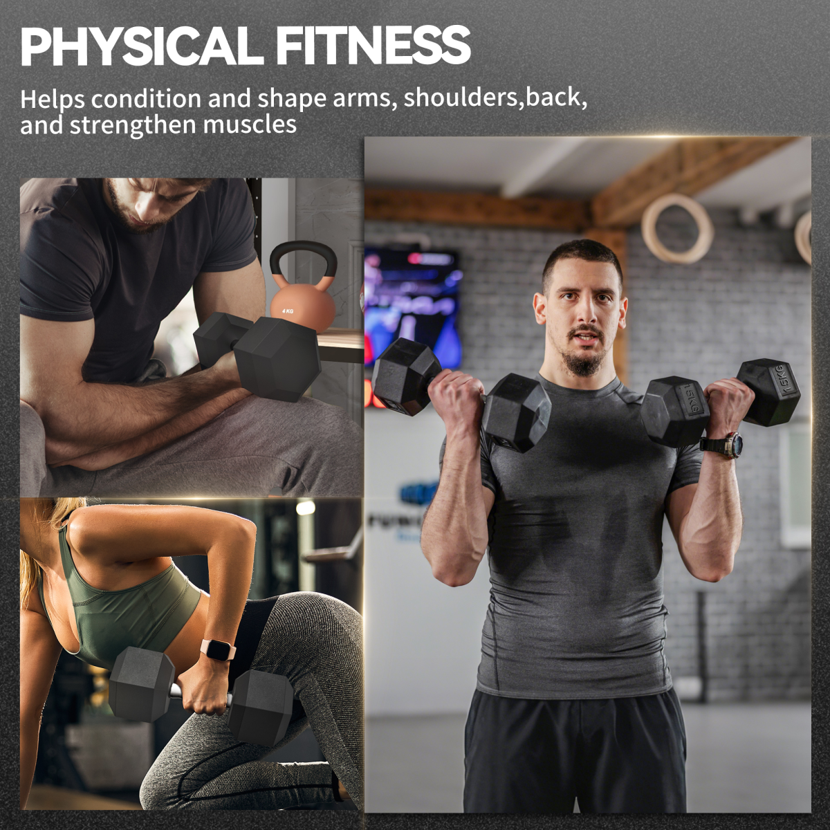 HOMCOM Rubber Hex Dumbbell Portable Hand Weights for Home Gym - Roesports