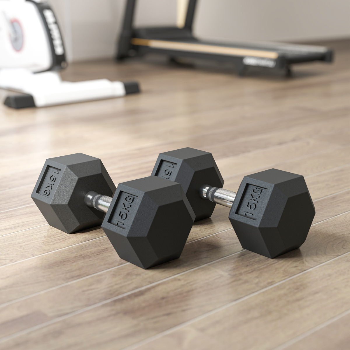 HOMCOM Rubber Hex Dumbbell Portable Hand Weights for Home Gym - Roesports