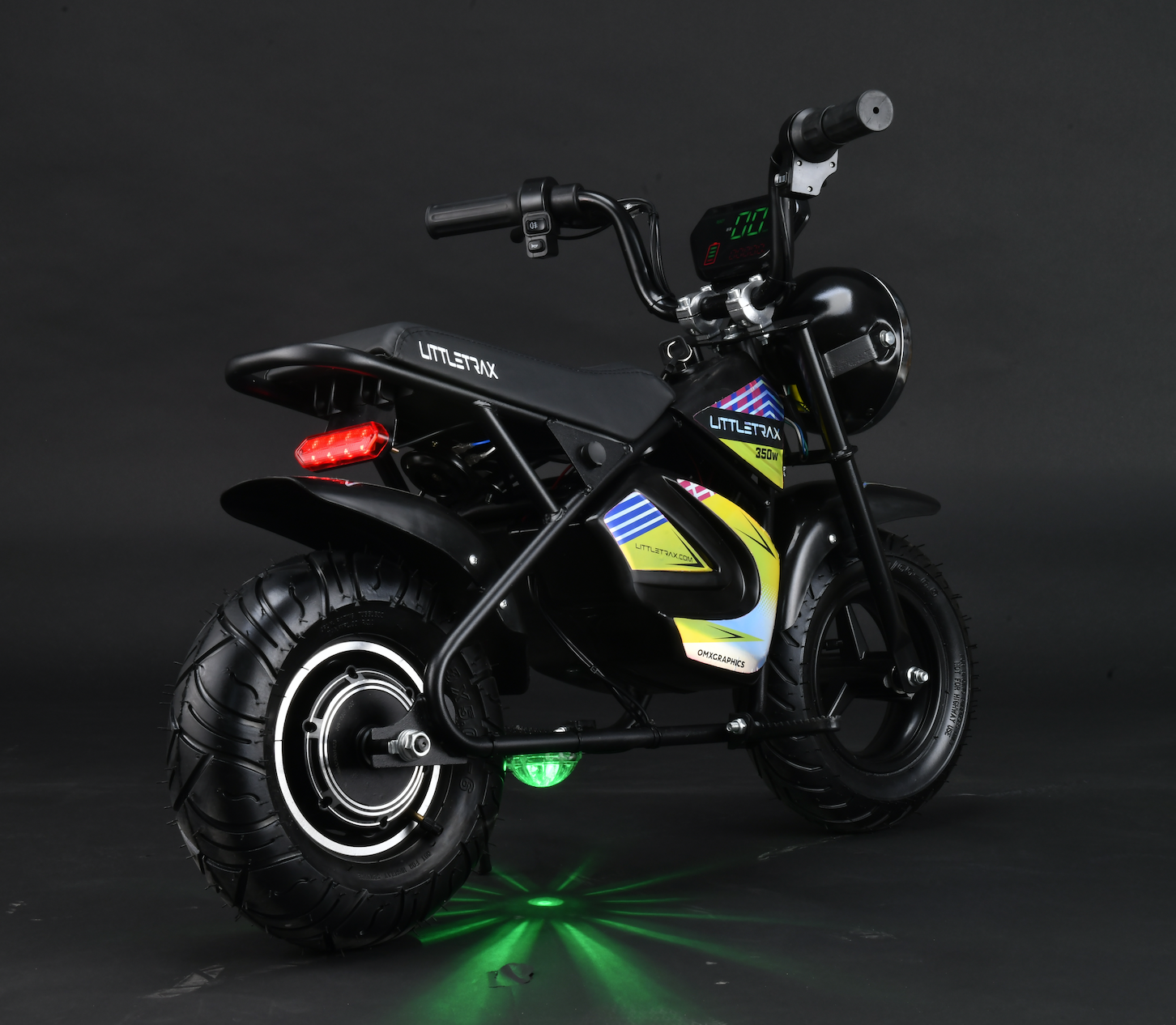 Littletrax 350W Kids Electric Bike - Ride-On Mini Monkey Bike for Ages 3 to 12+ with 3 Speed, Bluetooth Music, Horn, Lights, 36V - roesports