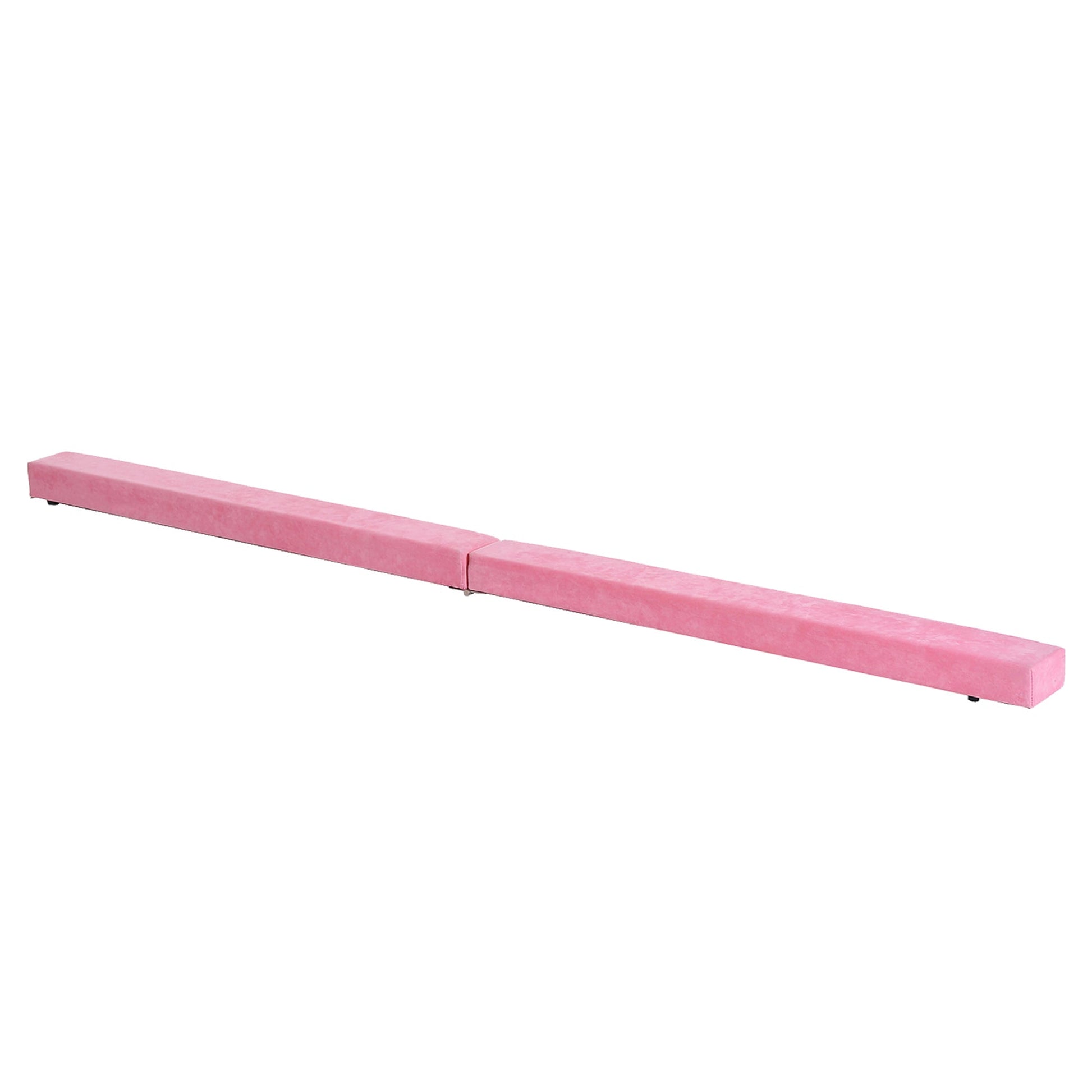 HOMCOM Balance Beam Trainer Fold Performance Gymnastics Suede Pink 2.1M Home - Roesports
