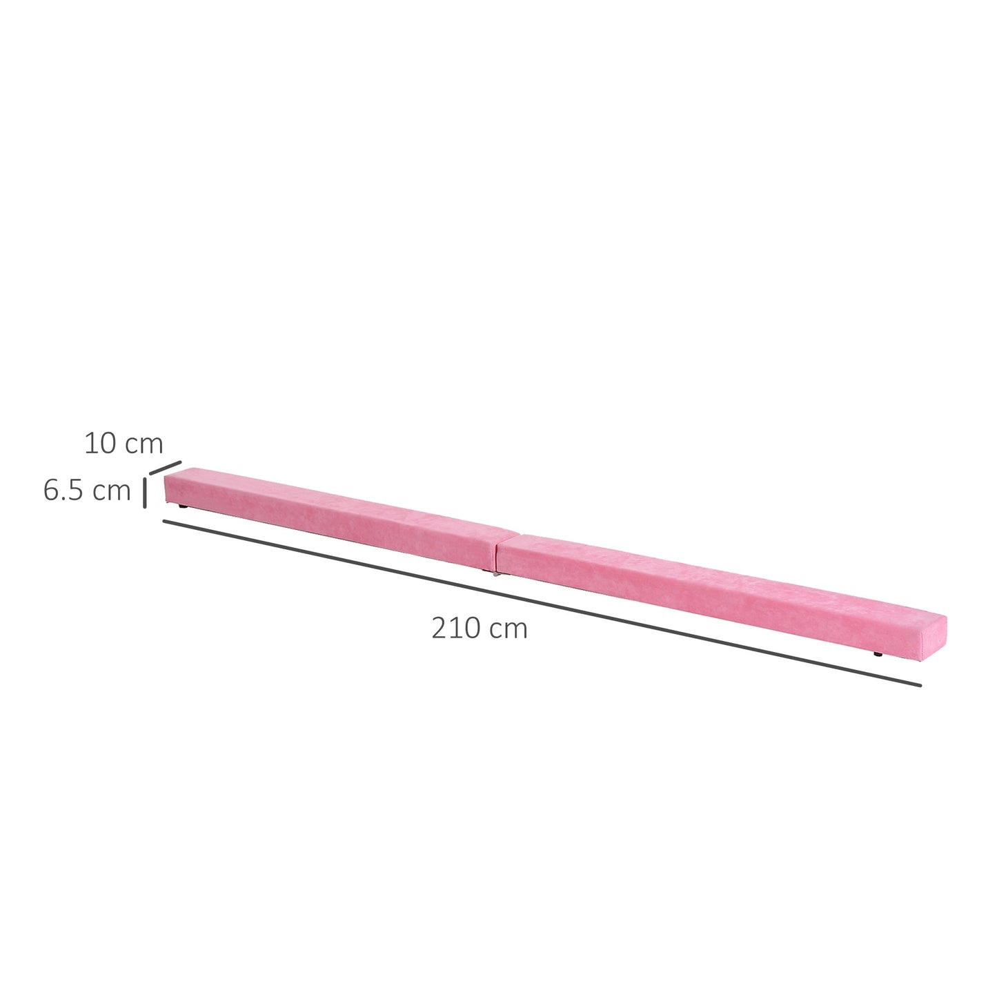 HOMCOM Balance Beam Trainer Fold Performance Gymnastics Suede Pink 2.1M Home - Roesports