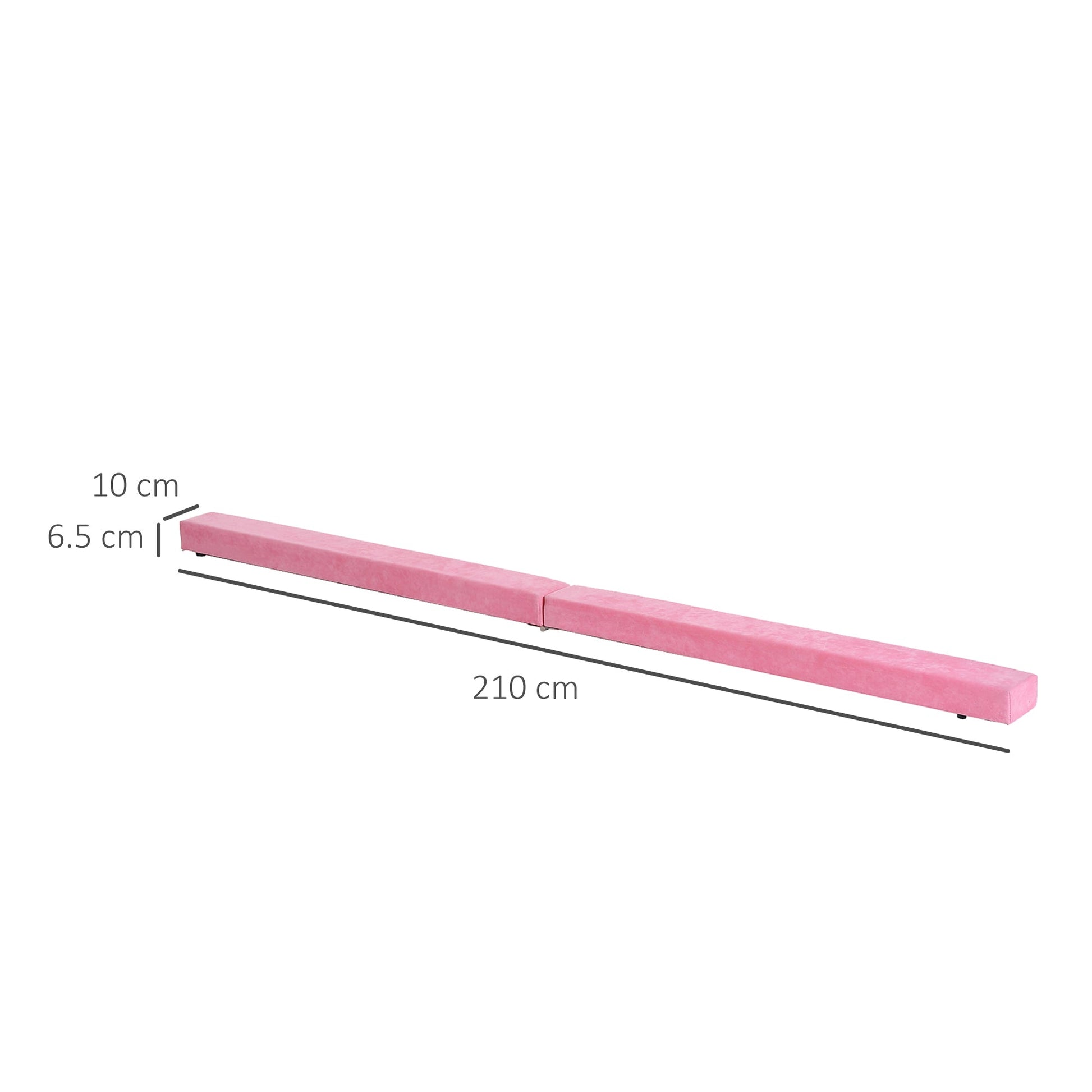 HOMCOM Balance Beam Trainer Fold Performance Gymnastics Suede Pink 2.1M Home - Roesports