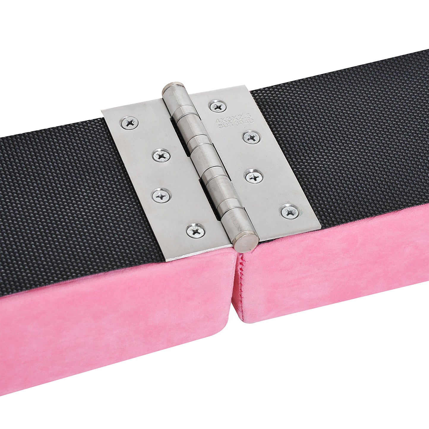 HOMCOM Balance Beam Trainer Fold Performance Gymnastics Suede Pink 2.1M Home - Roesports