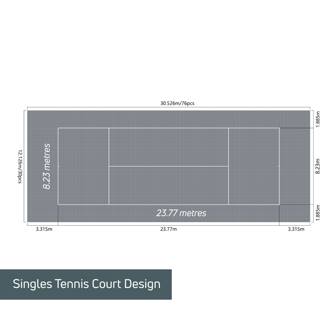 Tennis Court System for Singles with Court Markings Included - roesports