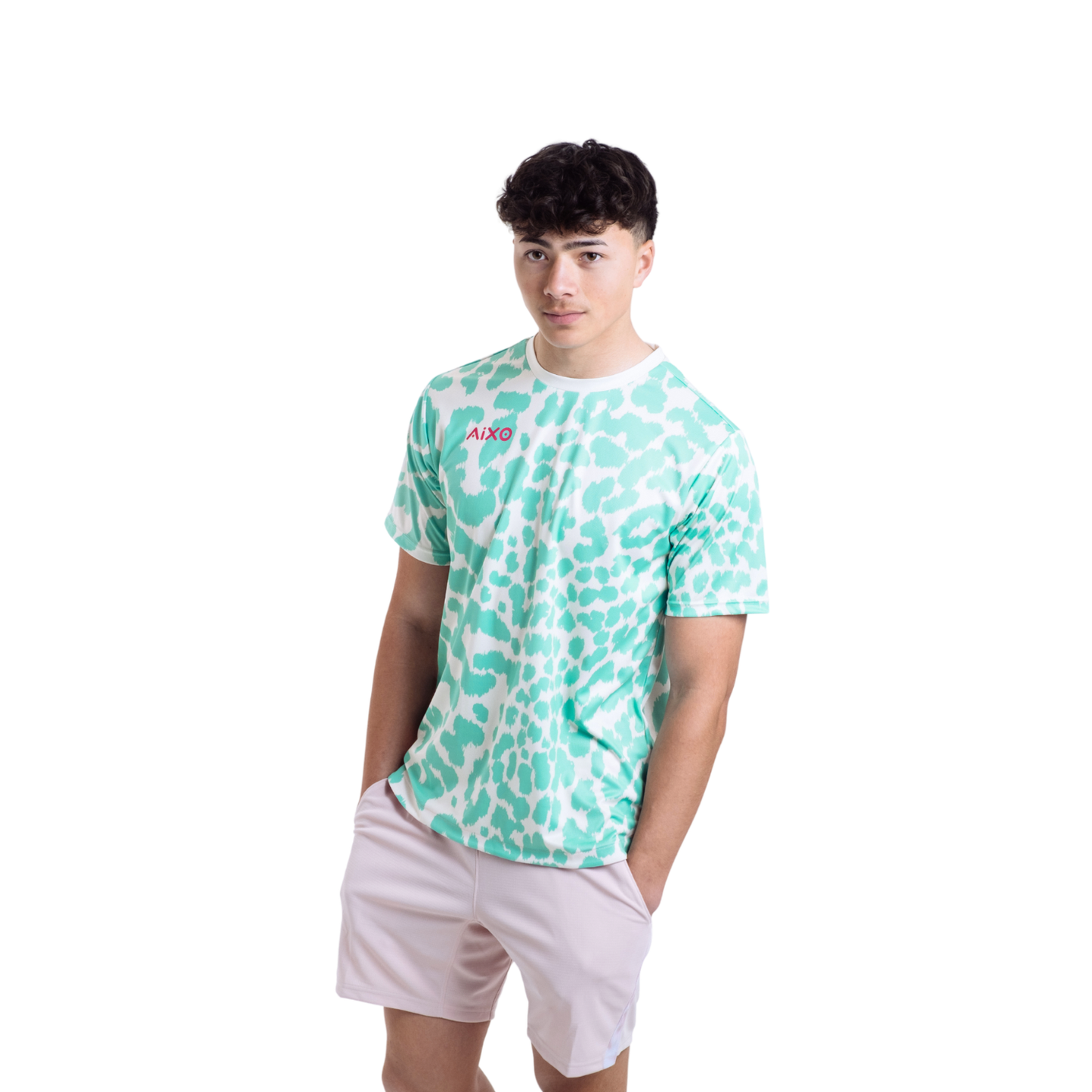 Aixo Leopard Mens T Shirt Ivory - Roesports