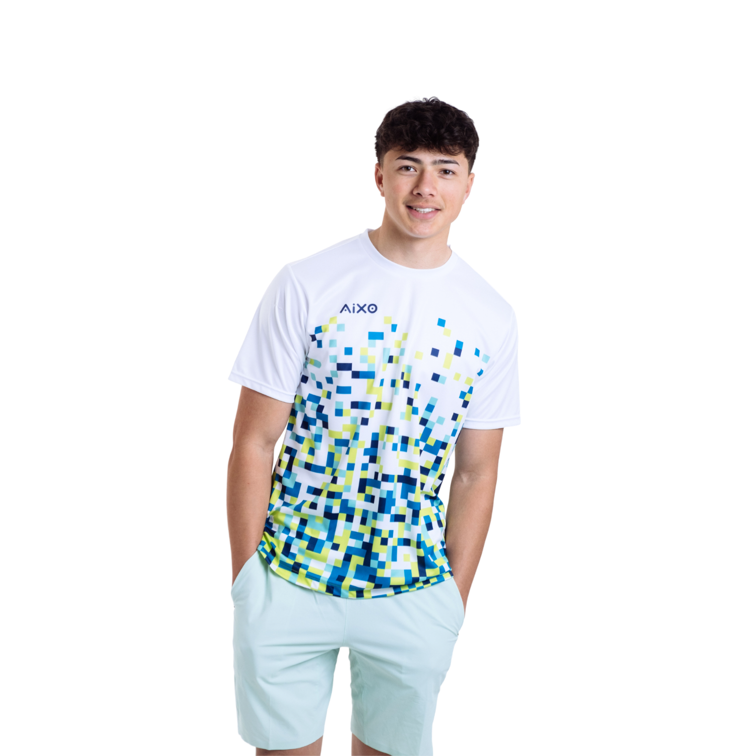 Aixo Pixel Mens T Shirt White - Roesports