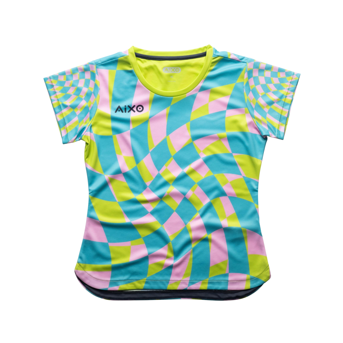 Aixo Checker Womens T Shirt Lime Check - Roesports