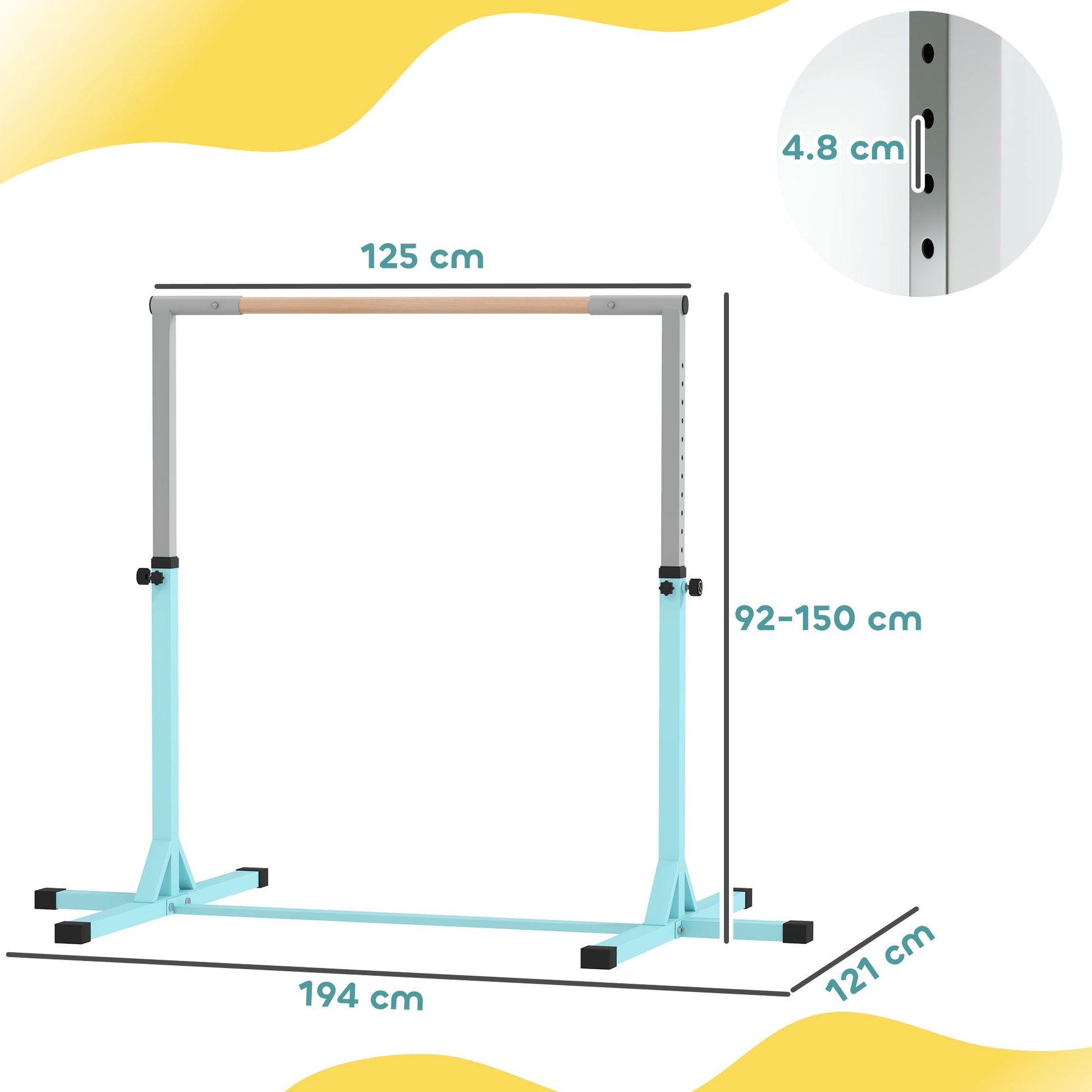 HOMCOM Adjustable Kids Gymnastics Bar Horizontal Training Steel - Roesports