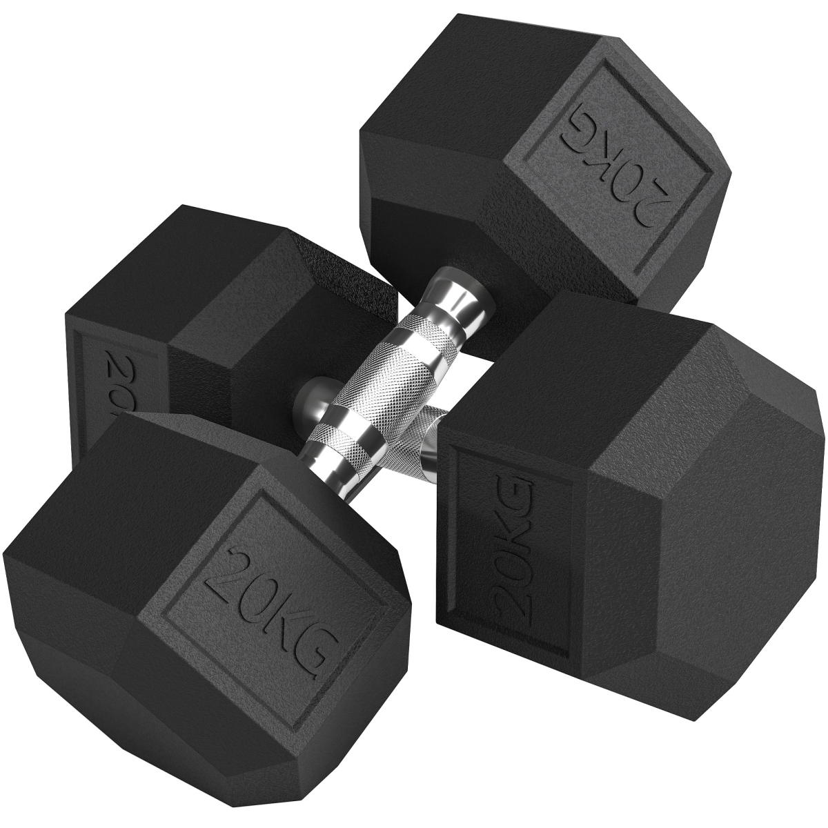 HOMCOM Rubber Hex Dumbbell Portable Hand Weights for Home Gym - Roesports