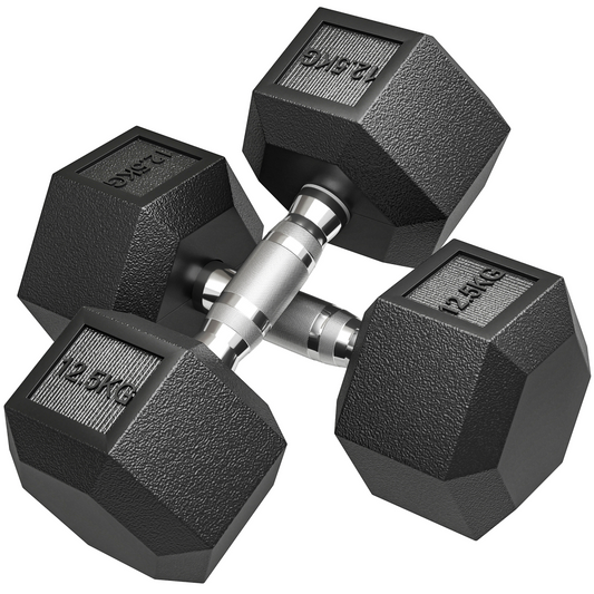 HOMCOM Rubber Hex Dumbbell Portable Hand Weights for Home Gym - Roesports