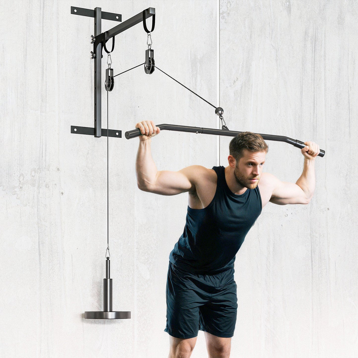 SPORTNOW Weight Pulley System, Cable Pulley System for Home Gym, Cable Machine LAT Pull Down Attachment for Biceps Curl, Tricep, Arm Workouts -