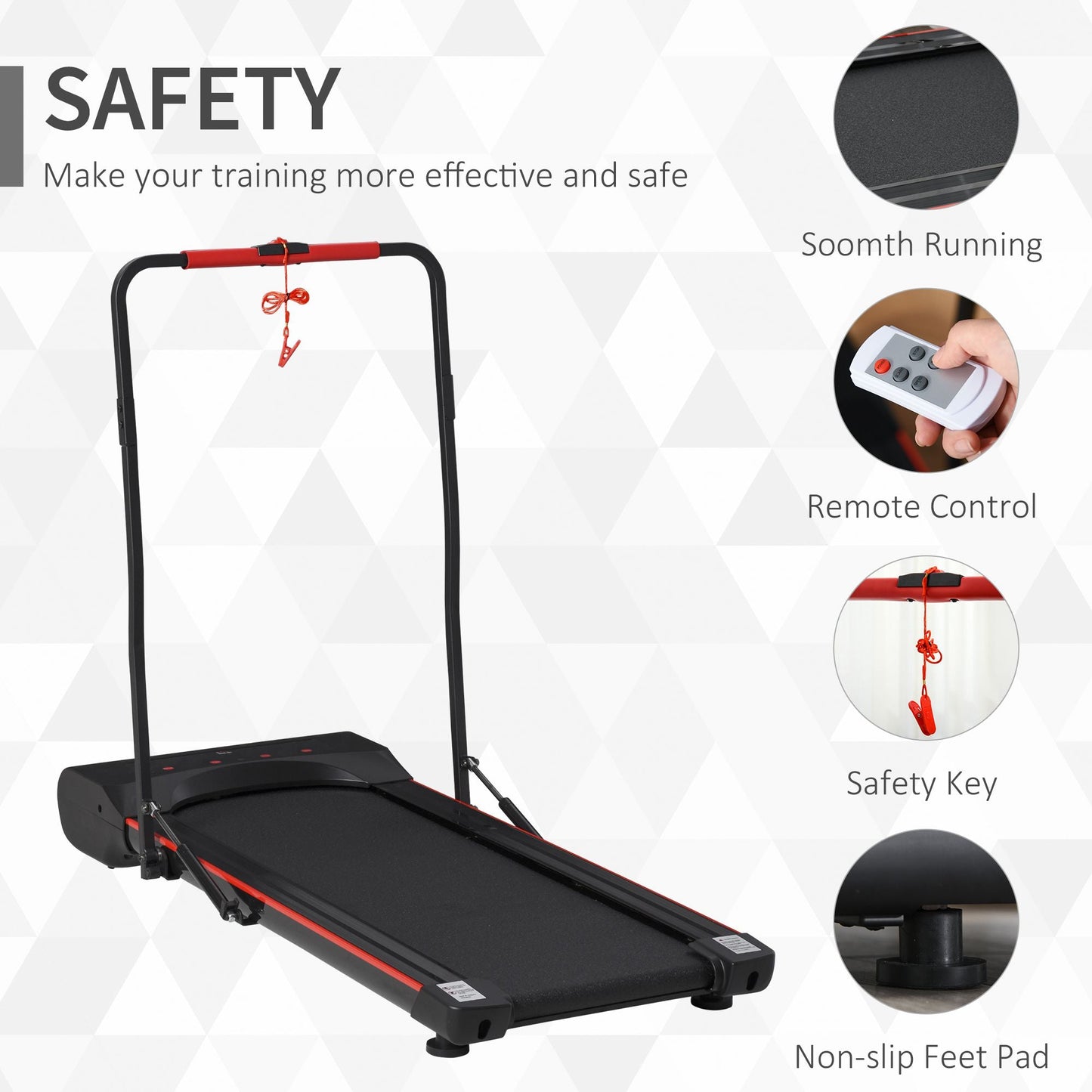 HOMCOM Foldable Walking Machine Treadmill 1-6km/h with LED Display & Remote Control Exercise Fitness for Home Office -