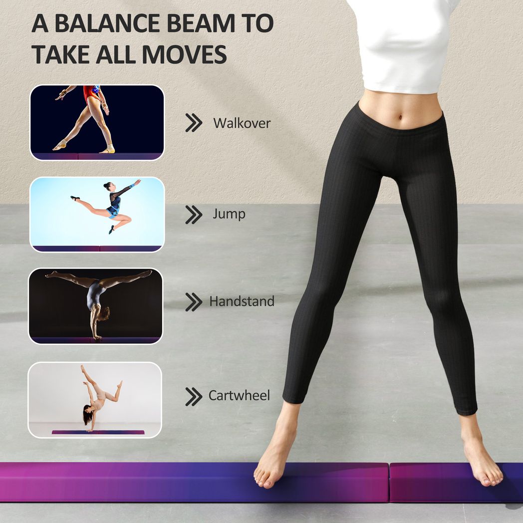 SPORTNOW 7.7ft Folding Gymnastics Balance Beam with Anti-Slip Base - Roesports