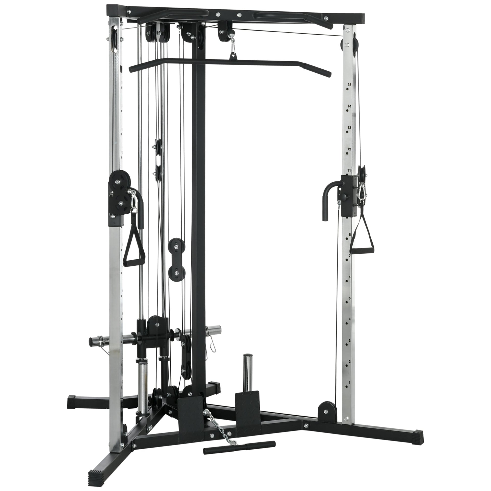SPORTNOW Home Gym Machine, Multifunctional Gym Equipment with High and Low Pulleys, Pull Up Bar, 15-Position Adjustable Strength Training Workout Station for Full Body Fitness -